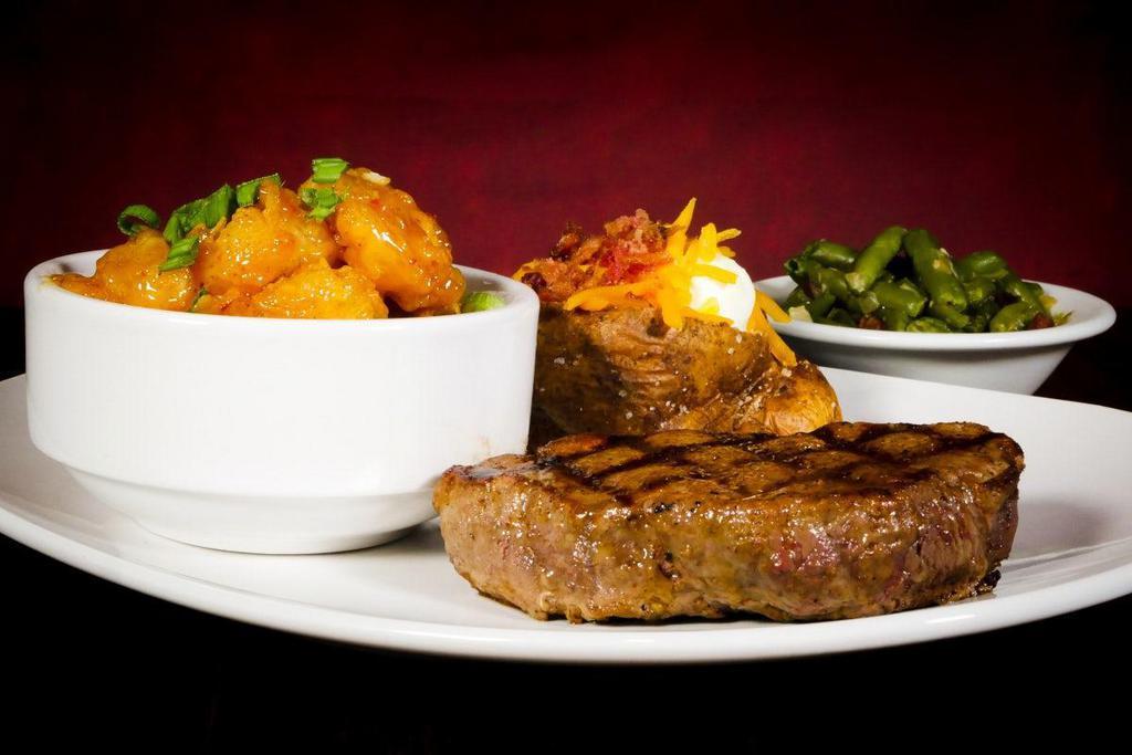 Sirloin & Pow Wow Shrimp · Served with your choice of two scratch made sides.