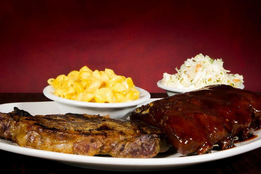 Ribeye & Baby Back Ribs · Served with your choice of two scratch made sides.