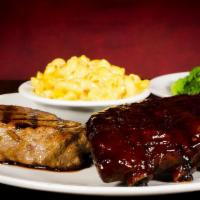 Sirloin & Baby Back Ribs · Served with your choice of two scratch made sides.
