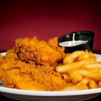 Chicken Tenders Dinner · Hand-breaded, golden fried, fresh chicken tenders served with your choice of dipping sauce.