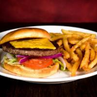 Impossible™ Burger · A quarter pound patty “made from plants for people who love meat” with American cheese. Serv...