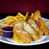 Monte Cristo Sandwich · Ham, turkey, American & jack cheese, lightly fried and topped with powdered sugar. Served wi...