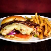 Bacon Chicken Sandwich · Marinated grilled chicken breast with bacon & melted jack cheese topped with red onions, let...