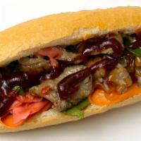 Special Beef Bbq Banh Mi · [ Vietnamese Sandwich] Served with special beef BBQ, jalapenos, pickled carrots, cilantro, s...