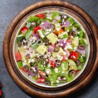 Greek God Salad · Romanian lettuce, Kalamata olive, feta cheese, cherry tomato, red onions and cucumber served...