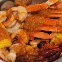 Seafood Combo #2 · 1 Cluster Snow Crab + 1lb Crawfish + 1/2 Shrimp + 1 Potato + 1 Corn