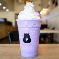 Taro Frap · A creamy blend of soy milk, taro, in-house sweetener, and ice cream for all our taro lovers