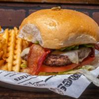 Big City Burger · Our fresh Angus Beef patty served with mayo or mustard, lettuce, tomatoes, and pickles on yo...