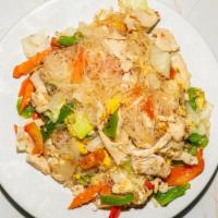 Pad Woon Sen · Clear noodles with egg, cabbage, carrots, bell peppers, onions, tomatoes. ONLY USE EXTRA INS...