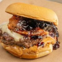 Pb+J · Wagyu Beef, American Cheese, Peanut Butter, Bacon, Blackberry Jam, Caramelized Onions