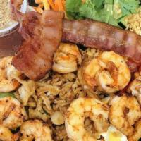 Grilled Shrimp Bowl · Your first choice of protein grilled shrimp. Please, pick your base, sides, toppings, and dr...