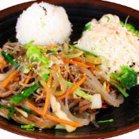 Stir Fried Glass Noodle · Serving with steamed rice
