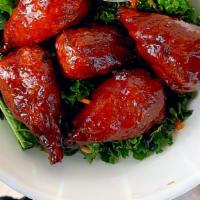 Mondays Only - Bbq Wings · 5 Plant Based Wings made of soy and pea protein. wrapped in a Sugar Cane 