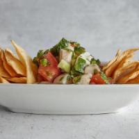 Ceviche Verde · Served with homemade corn chips