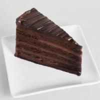 Omg! Chocolate Cake (Slice) · Moist, dark chocolate cake layered with chocolate mousse and covered in rich chocolate ganac...