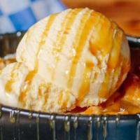 Sizzling Apple Pie · Skillet Apple Pie · Topped with Sweet Bourbon Caramel Sauce