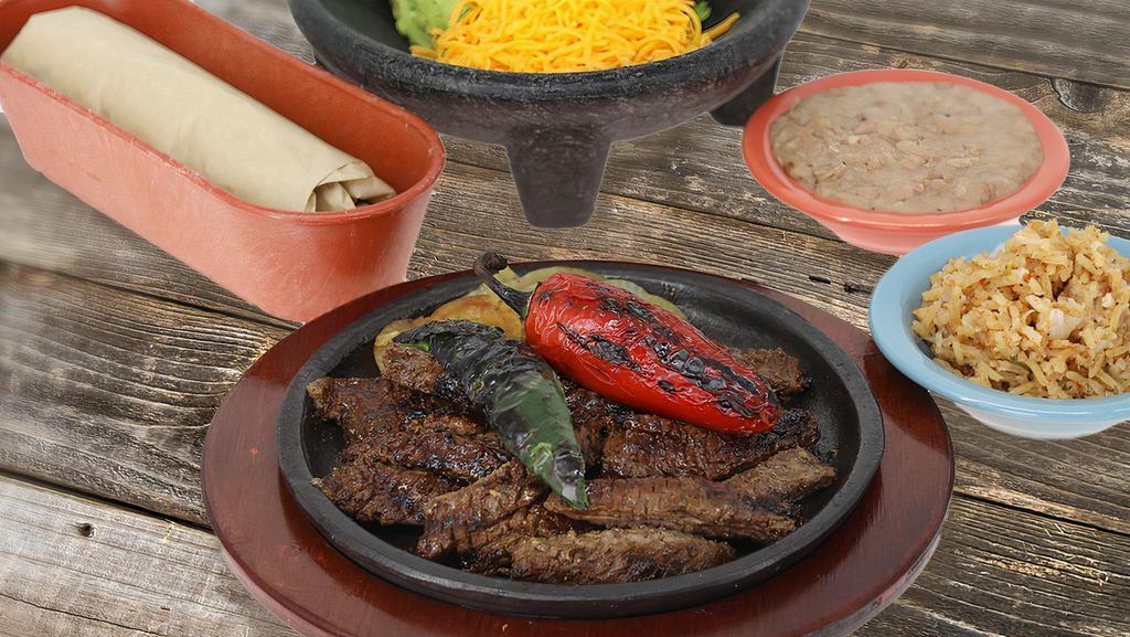 1/2 Lb Beef · Lime pepper marinated grilled beef fajitas. Served with your choice of tortillas.