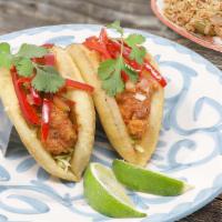 Spicy Crispy Chicken Tacos · (2) Crispy chicken, Lupe’s Habanero hot sauce, lettuce, pickled
red jalapeños, puffy taco sh...