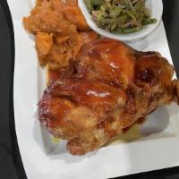 Ella B'S Honey Fried Chicken · Deep Fried Chicken Mix Glazed with Honey Butter served with your choice of two sides.