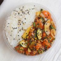 Shiso Salmon Poke · Created Specifically for salmon, this recipe is tangy, bright with a touch of herbatiousness...