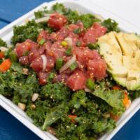 Asian Kale Salad W/ Ahi Poke Topper · Our kale salad and your choice of Ahi poke topper.. The perfectly balance meal.