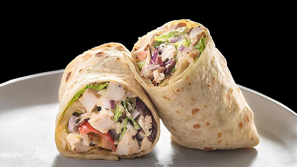 Chipotle Chicken · Romaine Lettuce, Bacon, Tomatoes, Monterey Jack Cheese, Red Onions, Cilantro, Grilled Chicken with Chipotle Ranch Dressing.  Now contains sesame seeds.