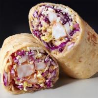 Baja Shrimp · Napa & Red Cabbage, Pickled Onions, Queso Fresco, Crispy Wontons, Chipotle Lime Shrimp with ...