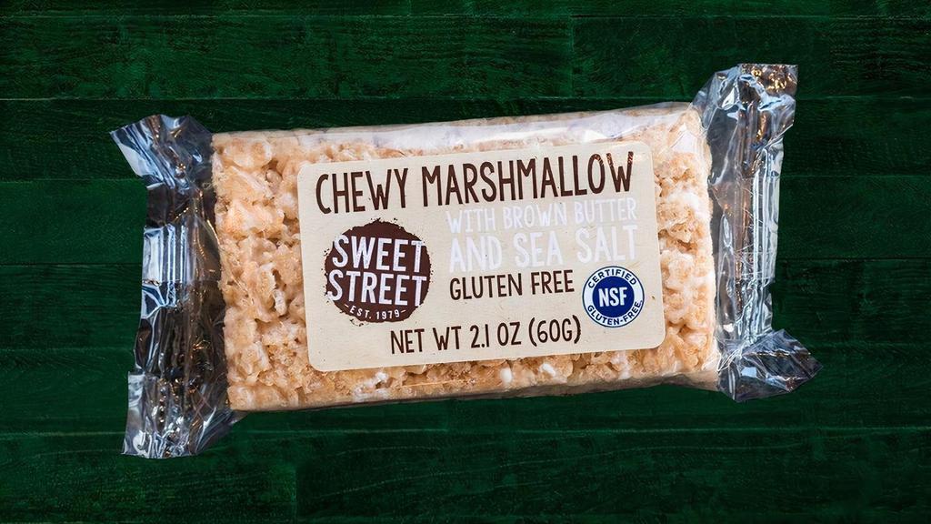 Chewy Marshmallow Bar · Homemade mini-marshmallows and marshmallow cream join up with gluten-free, crispy rice puffs plus browned butter and a hint of sea salt.