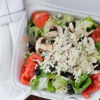 Villa Salad · Lettuce, tomato, mushrooms, black olives, and mozzarella.