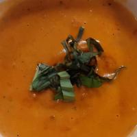 Tomato Basil Soup And Garlic Roll · 