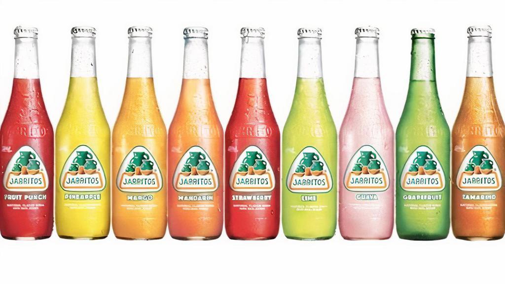 Jarritos · Quench your thirst with 12 different flavors! This soda features a lightly carbonated fizz and is made with real fruit flavors and 100% cane sugar. Served chilled in a glass bottle. 370 ml.