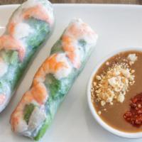 Spring Rolls / Goi Cuon · Garlic shrimp and pork rolled in fresh rice paper with lettuce, mint, and rice noodles. Dipp...