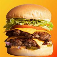 Double Meat Cheese Burger  · Double meat(half pound) and double cheese, tomato, onions, lettuce and pickles with home mad...