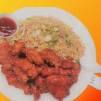 Sweet & Sour With Fried Rice · It is made with plenty of Sweet and Sour sauce on top of fried chicken pieces and served wit...