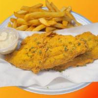 Fried Catfish · Fried fish is a meal containing battered with corn mill  and deep fried. It usually also inc...