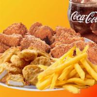 Fried Chicken Combination · Fried Chicken Combination consists of 3 Wings, 3 Tenders, 6 Nuggets ,sides and drink.