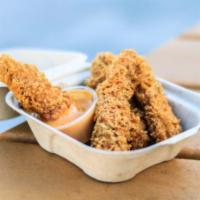 Buffalo Chikn Strips · 4 freshly breaded chikn strips tossed in our signature spicy garlic buffalo sauce and served...
