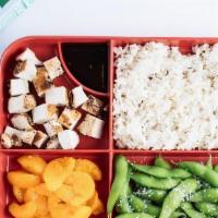 Kids Bento Box · Choice of protein, sauce, carb and veggies. Choice of drink and treat.