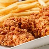 Chicken Tender Basket · Chicken tenders with choice of fries or tater tots.