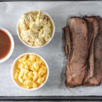 Brisket Plate · 1/4 LB of brisket, includes two sides. Drink not included.
