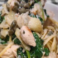 Chicken Picatta Bowl · Sliced chicken cutlet, fresh spinach, artichoke hearts, and linguine tossed in a lemon butte...