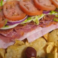 Crazy Italian Sub  · Ham, capicola, salami, provolone, and pepper relish. Prepared with house-baked bread and ser...