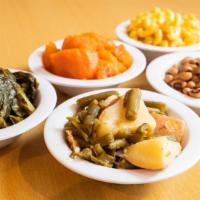 Vegetable Plate · Includes three side items. Served daily.