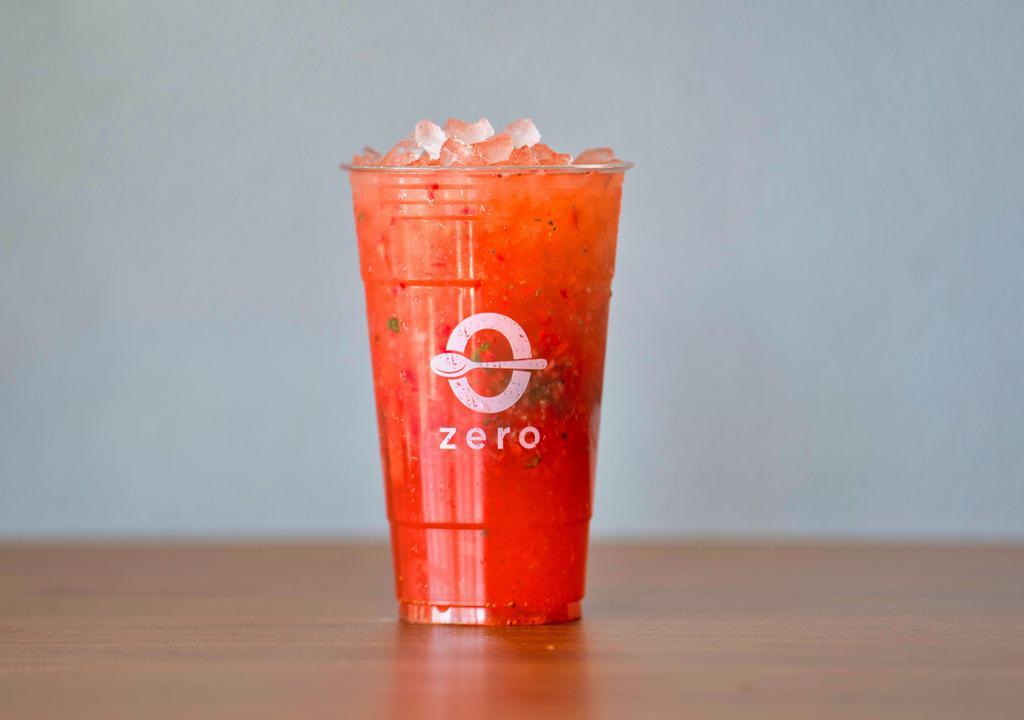 Strawberry Mojito · Sparkling Mojito with fresh strawberries, lime juices, mints and chia seeds