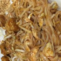 Pad Thai · Stir fried noodles in classic pad Thai sauce with egg, tofu, and bean sprout.