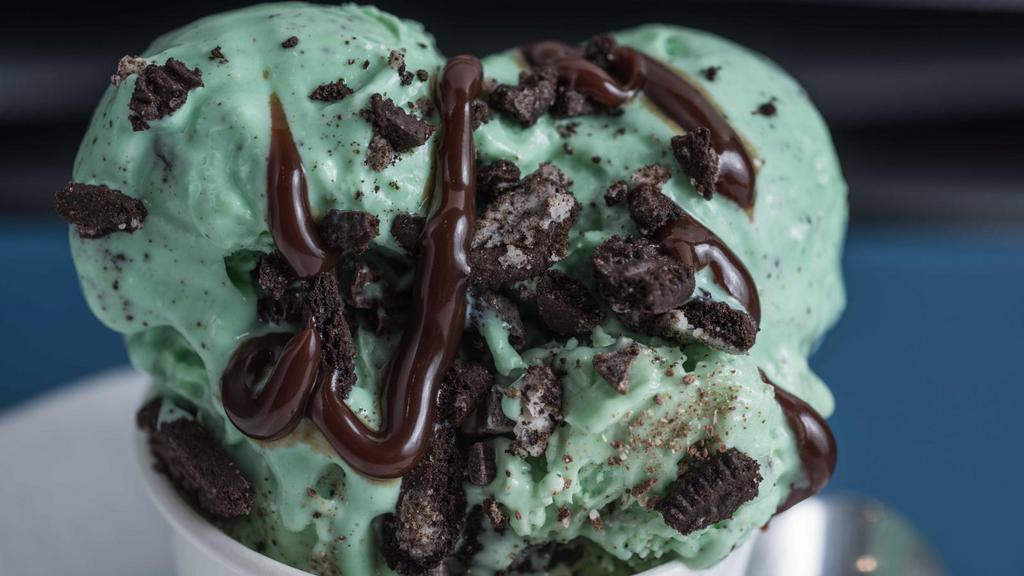 Magnetic Mint · Mint ice cream, Oreos, and andes mints.