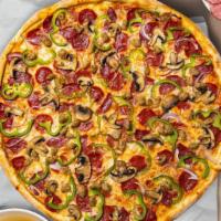 Loaded Pizza · Sausage, pepperoni, hamburger, Canadian bacon, mushrooms, green peppers, onions and black ol...
