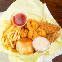 2 Fish & 5 Shrimp · Comes with one small side.