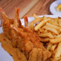 Fish (1) & Shrimp (6) Combo · One fish and six shrimp. Served with french fries or mashed potatoes, salad, tartar or red s...