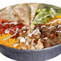 Chicken & Beef Gyro Platter · Platters served with combo of chicken and beef gyro. Small platters are served with one whit...